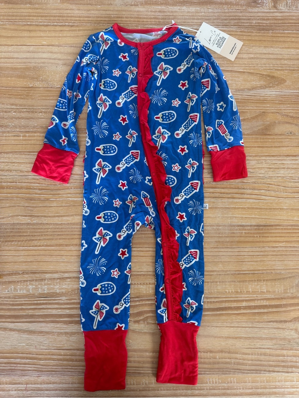Girls baby bamboo zippy 4th of July patriotic Independence Day pajamas